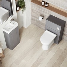 Nuie Deco Fluted Satin Grey Bathroom Suite Vanity & WC Unit BTW Toilet Pan
