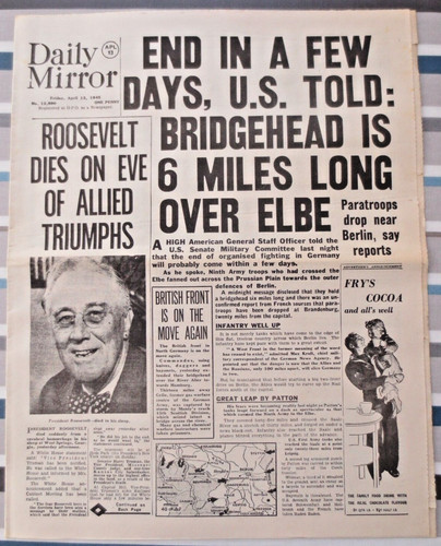 Ww2 newspaper war end few - end,