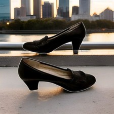 Lady Gabor "Anna Nina" Black Leather Heeled Court Shoes With Tassle UK Ladies 6H