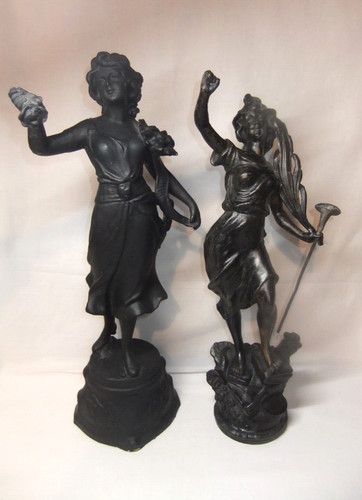 Pair vintage metal spelter - pair,