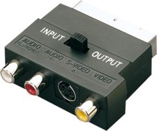 SCART to 3 RCA Phono & S-Video Adapter Switchable In/Out AV Converter