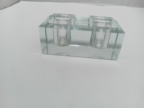 Vintage glass double inkwell - vintage,