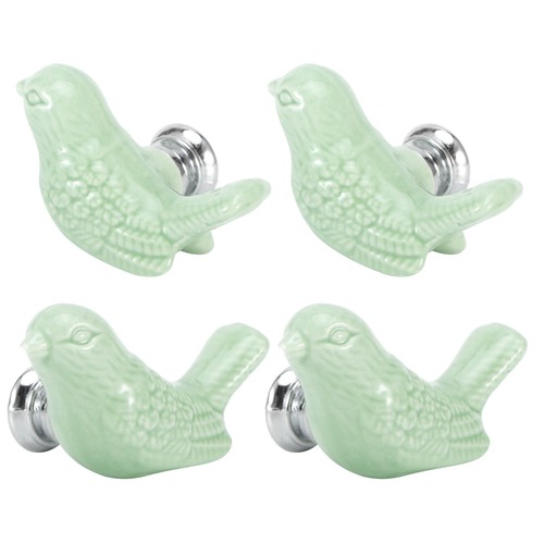 Set bird shape ceramic knobs - ceramic,