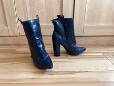 Just Fab blue mock crock pull-on high heel ankle boots. UK 8