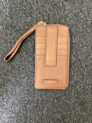 Fossil brown leather card - fossil,