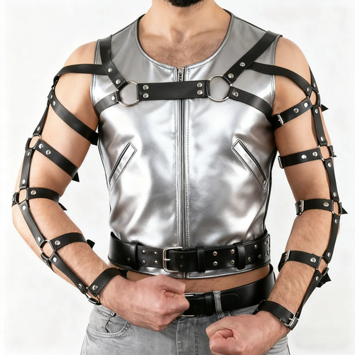 Punk belt black leather - belt,