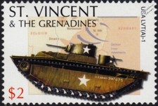WWII US Landing Vehicle Tracked LVT(A)-1 Amphibious Tank Stamp (2005 St Vincent)
