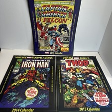 2014 2015 2016 VINTAGE MARVEL COMICS COVER CALENDAR IRON MAN SPIDER THOR HULK