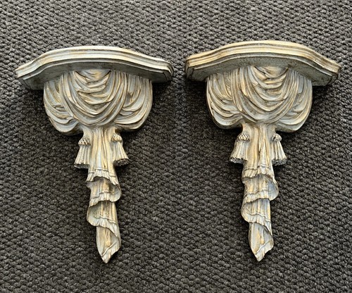 Pair ornate draped wall - draped,