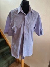 Rael Brook Short Sleeve Lilac Check Shirt 15” Collar