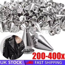 200/400Pcs 10mm Punk Cone Spikes Screwback Studs for DIY Leather Clothing Jacket