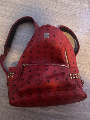 Red mcm backpack - backpack, medium