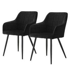 2X Dining Chairs Velvet Padded