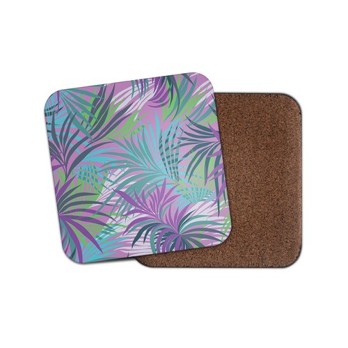Cool leaf pattern coaster - cool,