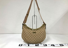 Gucci GG Canvas Shoulder Bag Hobo Sherry Line Brown Gold 181092 Designer Bags
