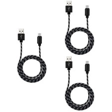  3 Count Universal Charging Cable Microusb Data for Nylon Braided