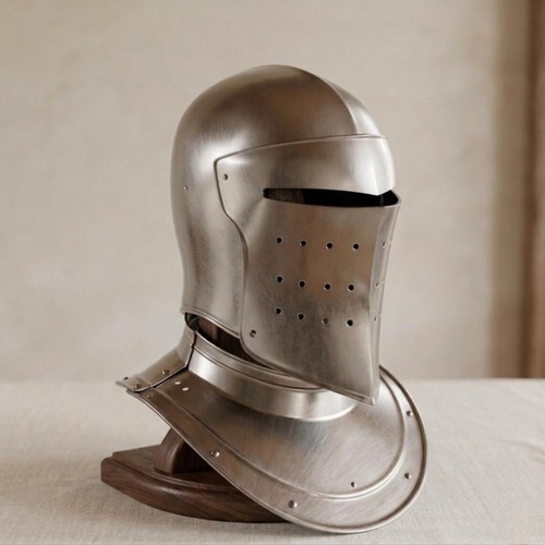 Medieval steel knight helmet - medieval,