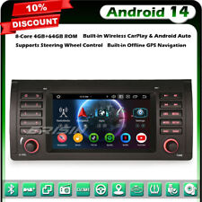 8-Core 64GB DAB+ Android 14 Car Stereo Sat Nav GPS for BMW X5 E53 CarPlay DAB+BT