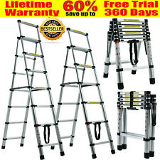 Folding Telescopic Aluminium Step Ladder Extension A-frame Wide Pedal Household