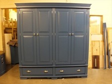 REGENCY PAINTED 4 DOOR WARDROBE WITH DRAWERS- BESPOKE- HAND MADE- STIFFKEY BLUE