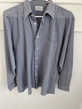 Viyella casual checked blue & white shirt medium 15" collar