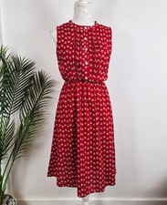 Tenki Red Floral Print Sleeveless Midi Dress Size 14