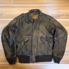 Vintage SCHOTT Leather Jacket Flight A2 Bomber Aviator Mens Size 46 Small damage