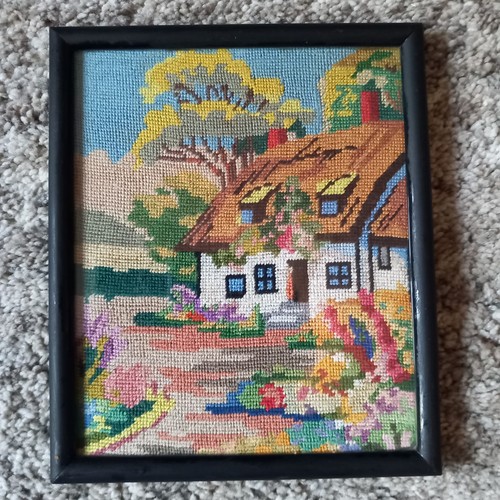 Pretty cottage needlepoint - cottage,