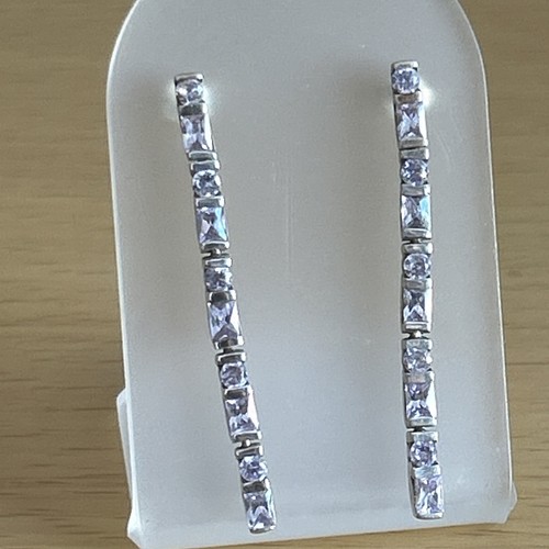 925 silver long drop earrings - silver,