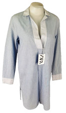 ZARA Womans Blue Striped L/S