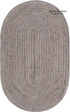 Oval Rug Grey Jute Carpet Mat