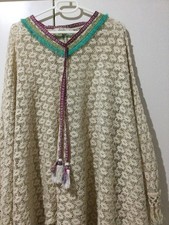 Cream crochet Poncho Jumper XL with V Neck
