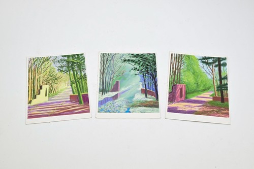 David hockney three postcard - david,