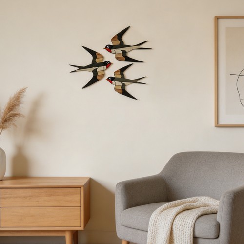 Rustic wooden flying bird wall - flying,