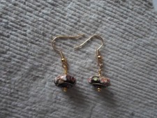 Handmade ~ Earrings ~ Maroon Cloisonné Rondel shaped Beads