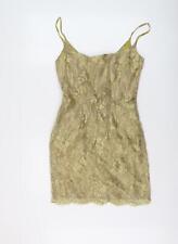 Amanda Wakeley Womens Gold Polyester Mini Size 12 Boat Neck Zip