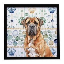 Neapolitan Mastiff Coastal Sea Glass Framed Metal Print WDK7123MFP88
