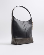 River Island Womens Shoulder Bag Black Curve Top Charm Embellishment Zip