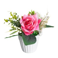 Artificial Potted Rose Flowers in Pot Ornament Table Decoration Realistic Fake