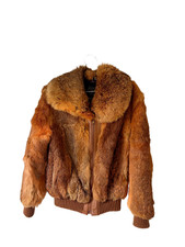 Orange fox fur jacket size 42