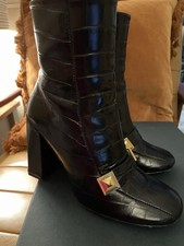 Black Mulberry Poppy Pyramid Stud Boots Crock Print Size 36. Approx Uk 3 