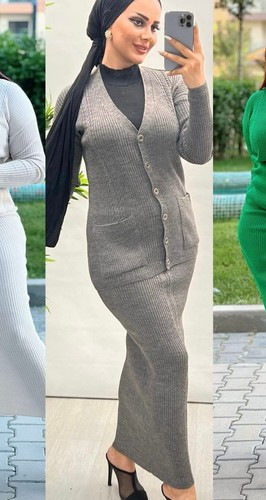 Knitted cardigan and tube - knitted,