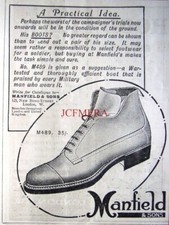 'MANFIELD & Sons' WW1 Campaign Boots Service Footwear Advert : Small 1915 Print