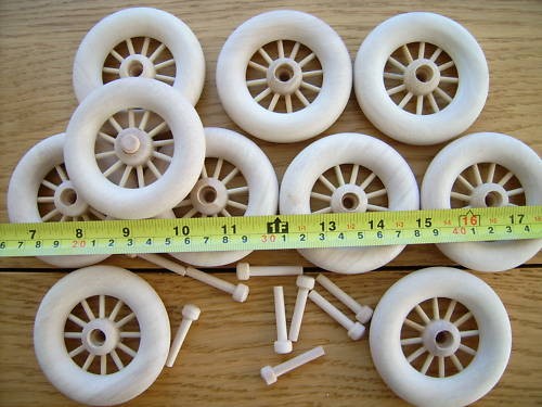Spoked wooden wheels - , +