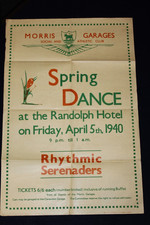 Morris Garages Social Club Dance Poster 1930s MG Pre-War Factory Original