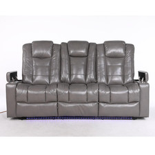 Orlando Electric Recliner 3 Seater Black, Grey Sofa/ USB, LED ,Cup Holders/SALE