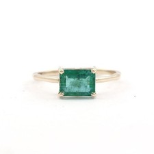 Natural Zambian Emerald Gemstone Handmade Wedding Ring 10k Solid Gold