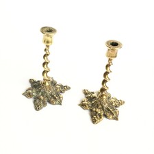 Brass Pair Candlesticks Antique Ornate Twisted Spiral Candle Holders Art Nouveau