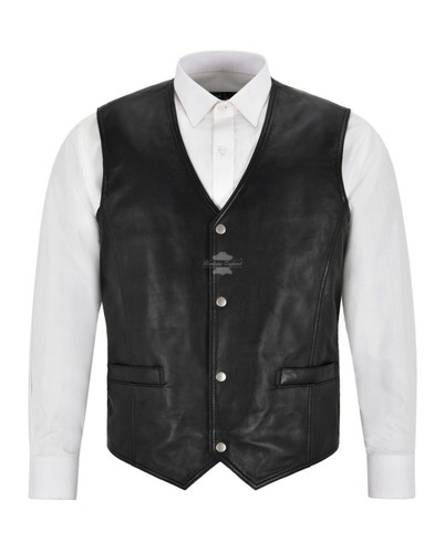 Mens leather waistcoat - leather, gilet