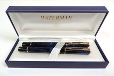 Waterman Laureat 3 FP/RB set. Blue Marble. Boxed. Thames Hospice